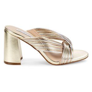 Saks Fifth Avenue Rapid Metallic Block Heel Sandals Size 8